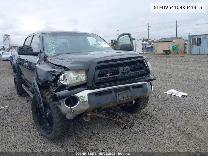 5TFDV54108X041315 2008 Toyota Tundra Sr5 5.7L V8