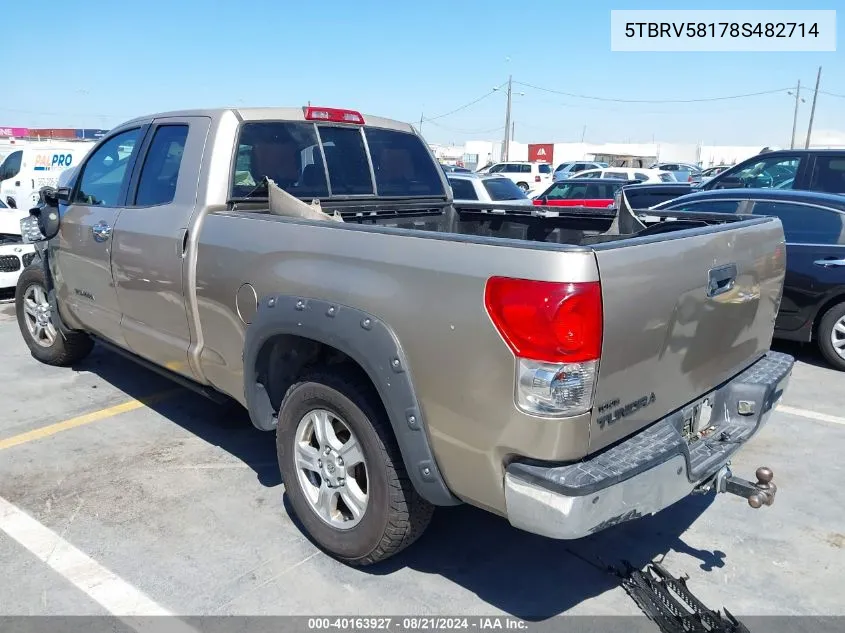 2008 Toyota Tundra Double Cab Limited VIN: 5TBRV58178S482714 Lot: 40163927