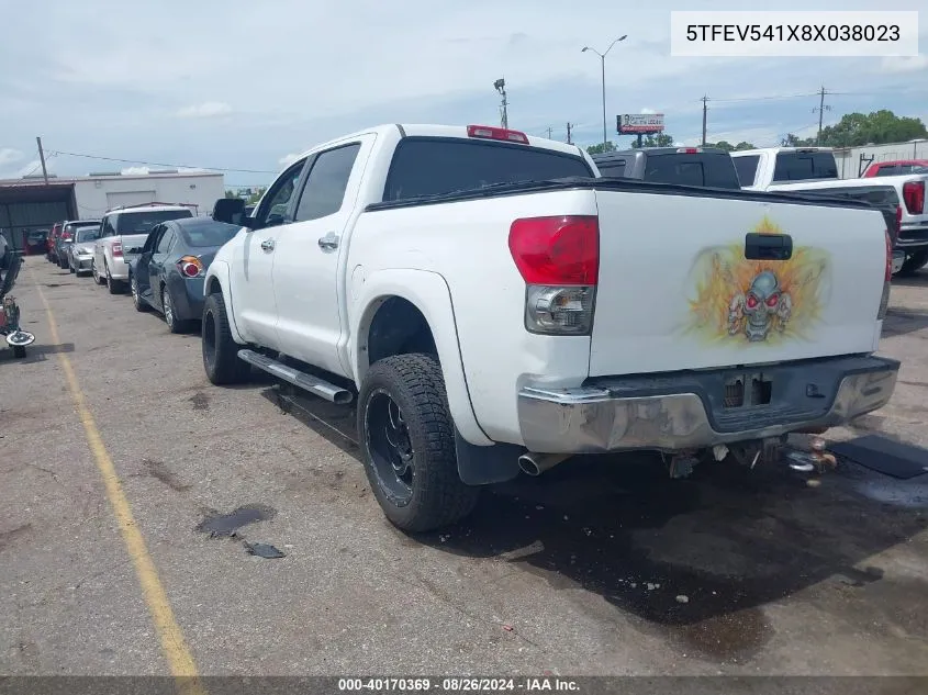 2008 Toyota Tundra Sr5 5.7L V8 VIN: 5TFEV541X8X038023 Lot: 40170369