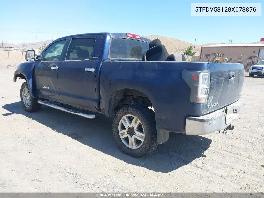 2008 Toyota Tundra Limited 5.7L V8 VIN: 5TFDV58128X078876 Lot: 40171089