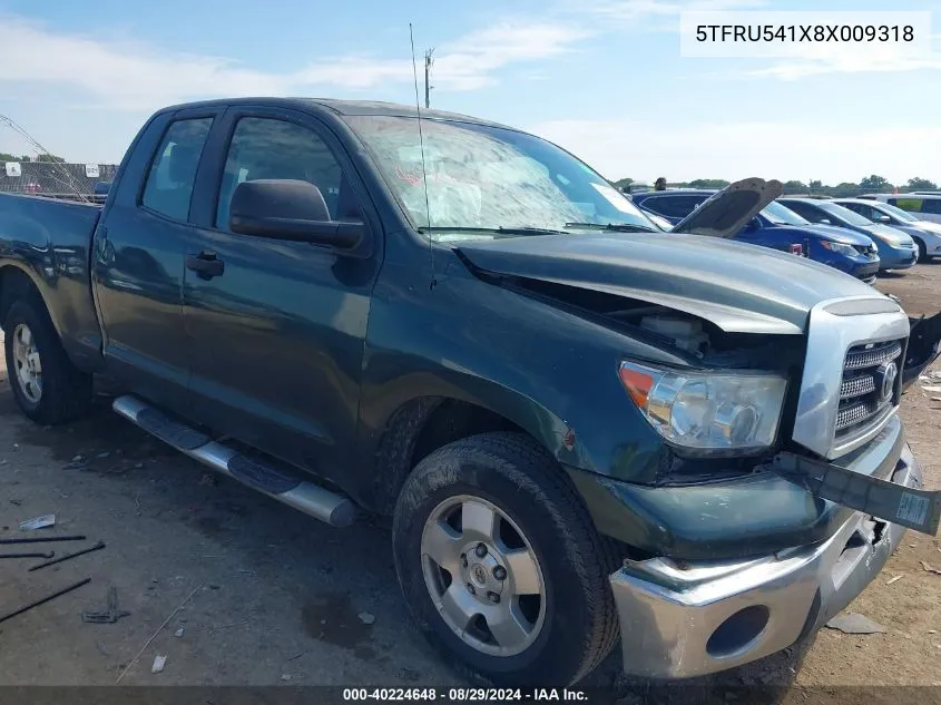 2008 Toyota Tundra Base V6 VIN: 5TFRU541X8X009318 Lot: 40224648