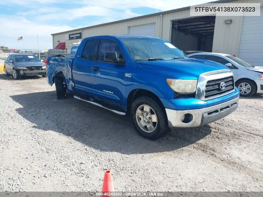 5TFBV54138X073523 2008 Toyota Tundra Sr5 5.7L V8