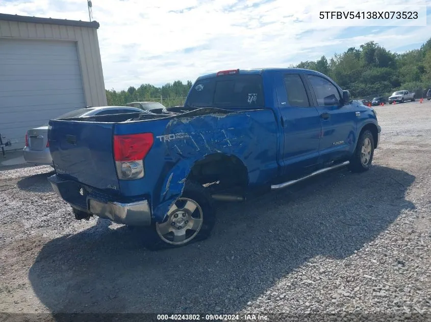 2008 Toyota Tundra Sr5 5.7L V8 VIN: 5TFBV54138X073523 Lot: 40243802