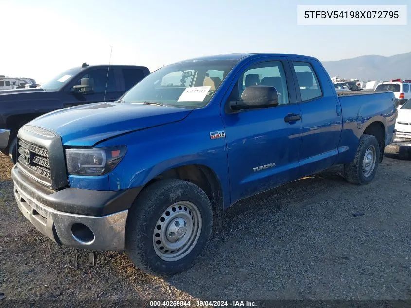 2008 Toyota Tundra Double Cab/Double Cab Sr5 VIN: 5TFBV54198X072795 Lot: 40259844