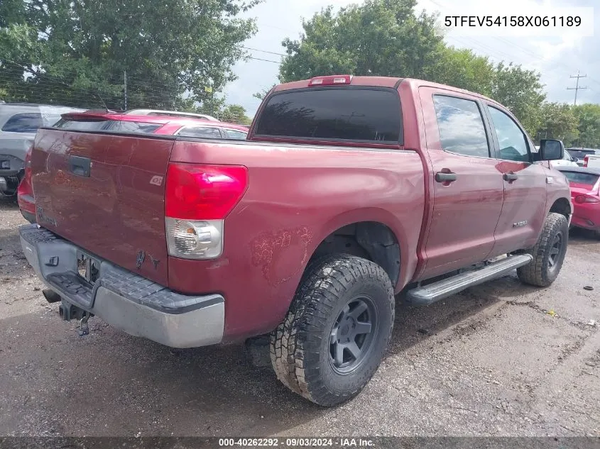 5TFEV54158X061189 2008 Toyota Tundra Base 5.7L V8