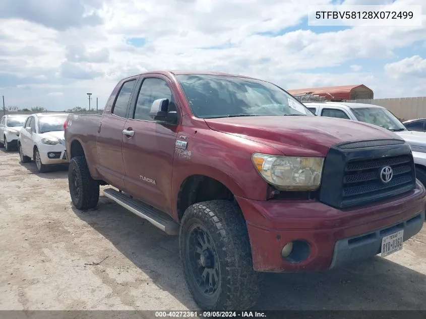 2008 Toyota Tundra Limited 5.7L V8 VIN: 5TFBV58128X072499 Lot: 40272361