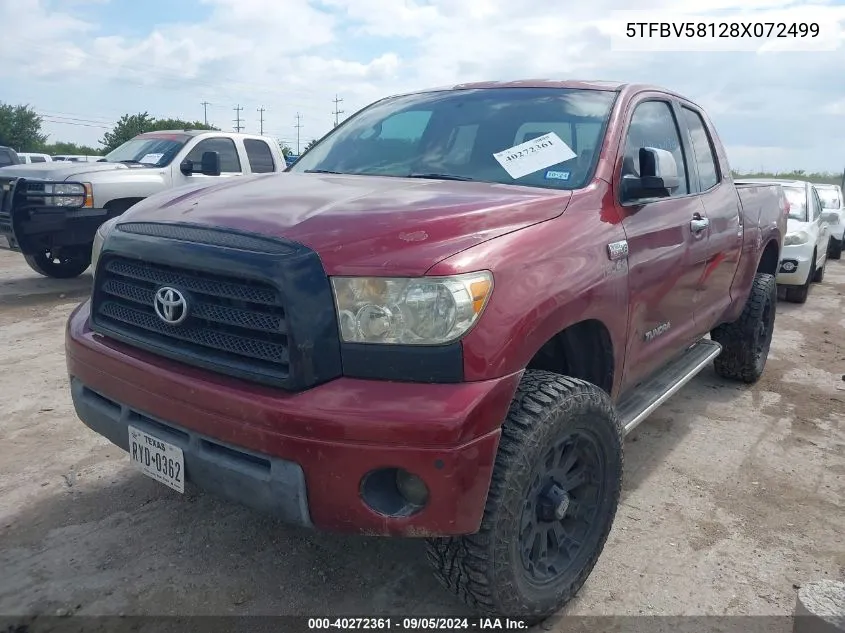 2008 Toyota Tundra Limited 5.7L V8 VIN: 5TFBV58128X072499 Lot: 40272361