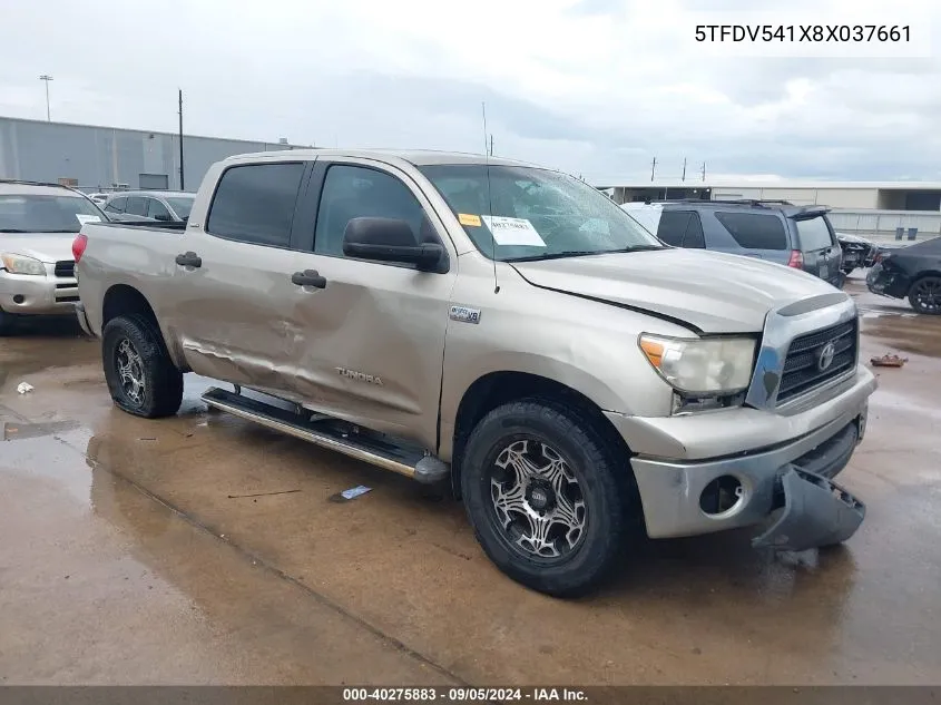 2008 Toyota Tundra Sr5 5.7L V8 VIN: 5TFDV541X8X037661 Lot: 40275883