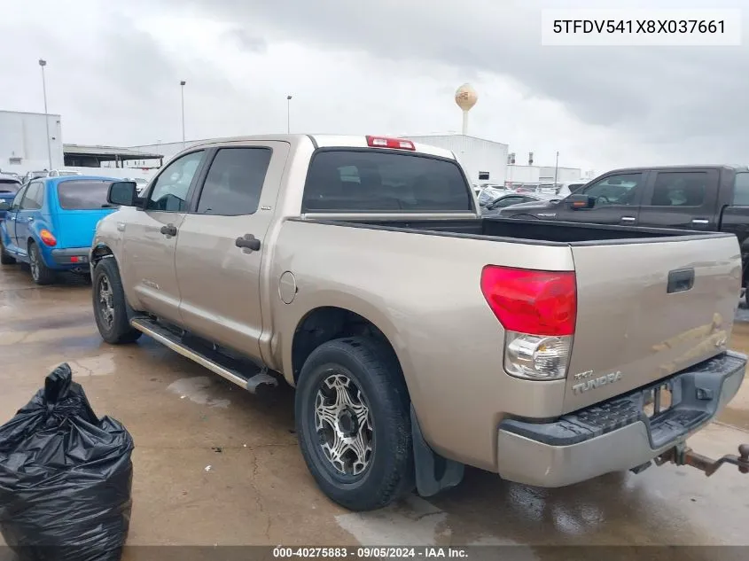 2008 Toyota Tundra Sr5 5.7L V8 VIN: 5TFDV541X8X037661 Lot: 40275883