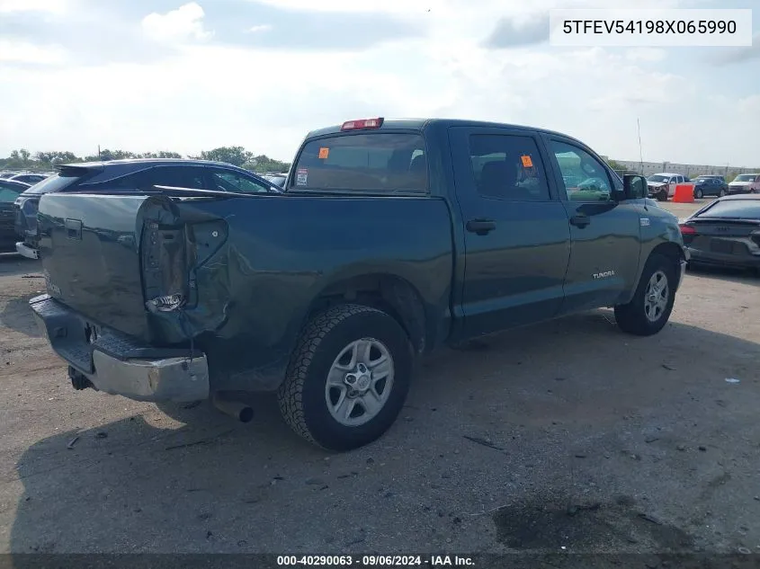 2008 Toyota Tundra Base 5.7L V8 VIN: 5TFEV54198X065990 Lot: 40290063