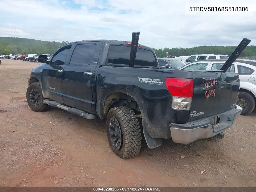 2008 Toyota Tundra Limited 5.7L V8 VIN: 5TBDV58168S518306 Lot: 40298256