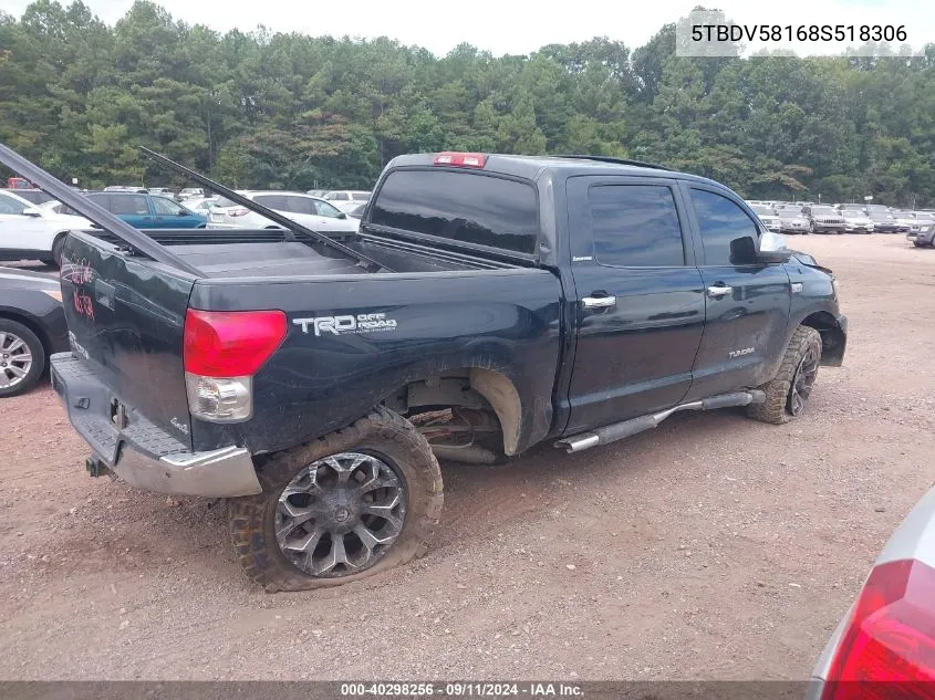 2008 Toyota Tundra Limited 5.7L V8 VIN: 5TBDV58168S518306 Lot: 40298256