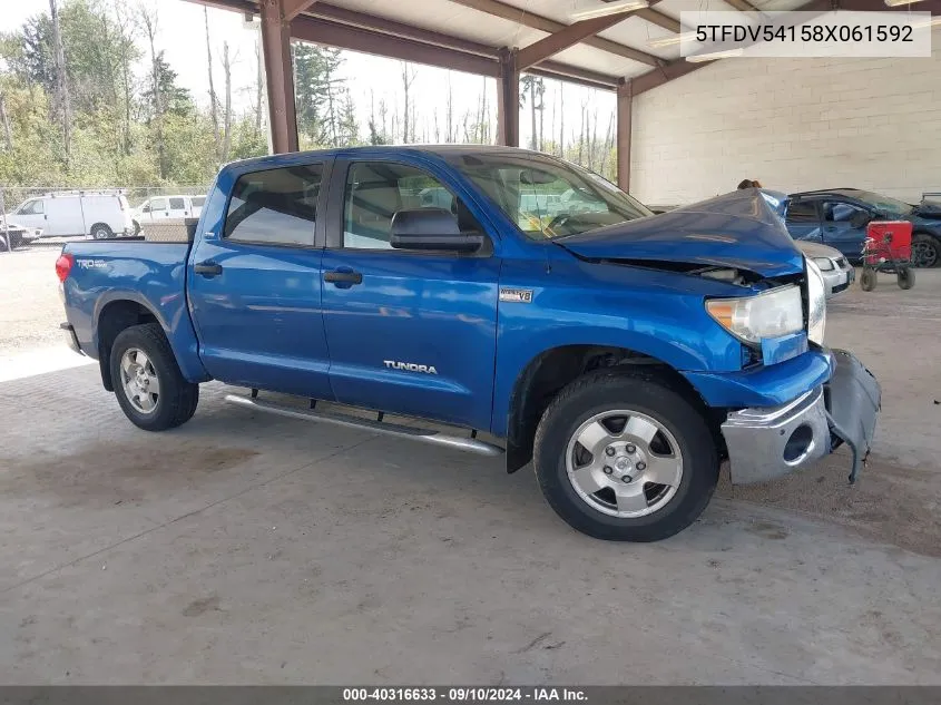 2008 Toyota Tundra Sr5 5.7L V8 VIN: 5TFDV54158X061592 Lot: 40316633