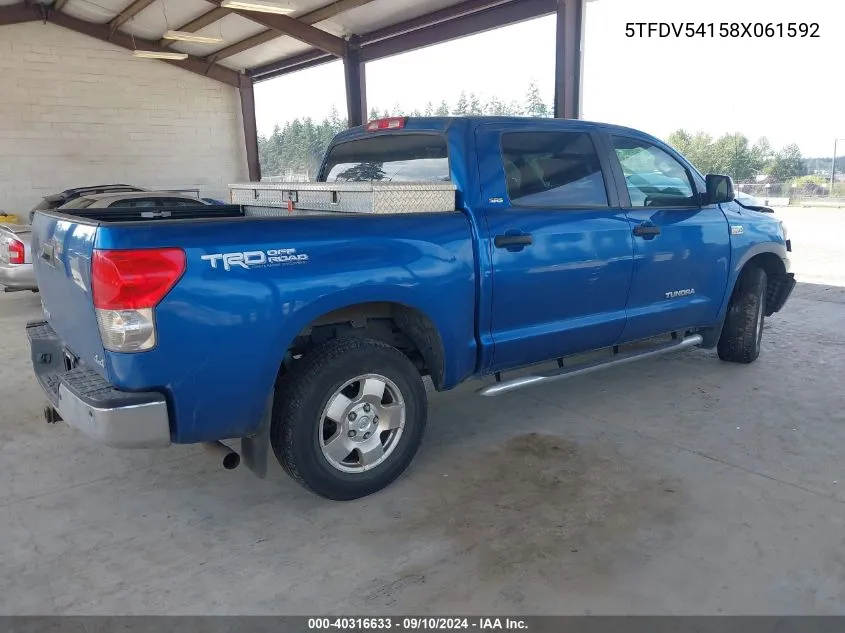 5TFDV54158X061592 2008 Toyota Tundra Sr5 5.7L V8