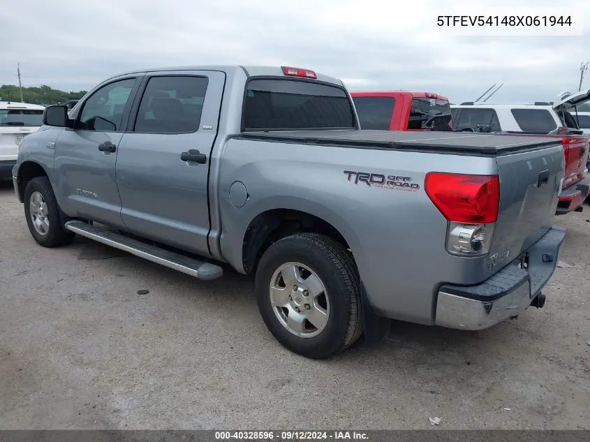 2008 Toyota Tundra Crewmax/Crewmax Sr5 VIN: 5TFEV54148X061944 Lot: 40328596