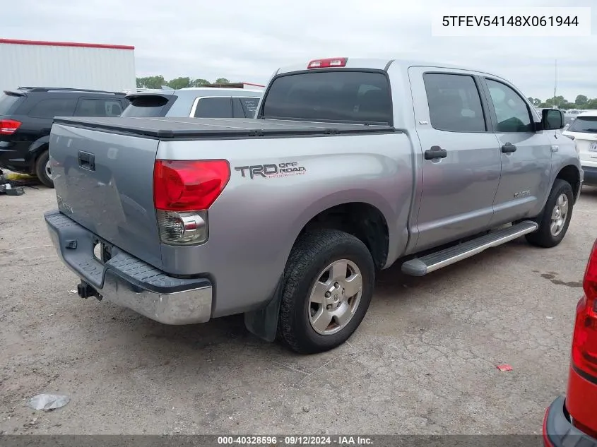 2008 Toyota Tundra Crewmax/Crewmax Sr5 VIN: 5TFEV54148X061944 Lot: 40328596