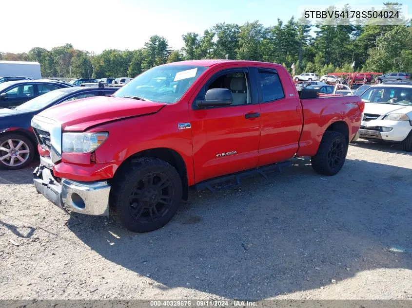 2008 Toyota Tundra Sr5 5.7L V8 VIN: 5TBBV54178S504024 Lot: 40329875