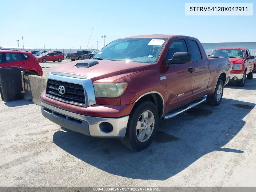 2008 Toyota Tundra Base 5.7L V8 VIN: 5TFRV54128X042911 Lot: 40334824