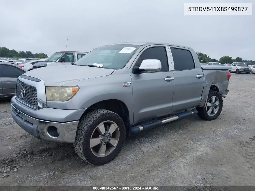 2008 Toyota Tundra Sr5 5.7L V8 VIN: 5TBDV541X8S499877 Lot: 40342567