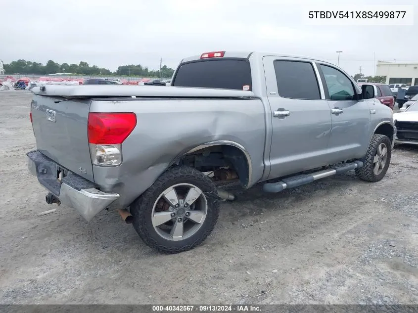 2008 Toyota Tundra Sr5 5.7L V8 VIN: 5TBDV541X8S499877 Lot: 40342567