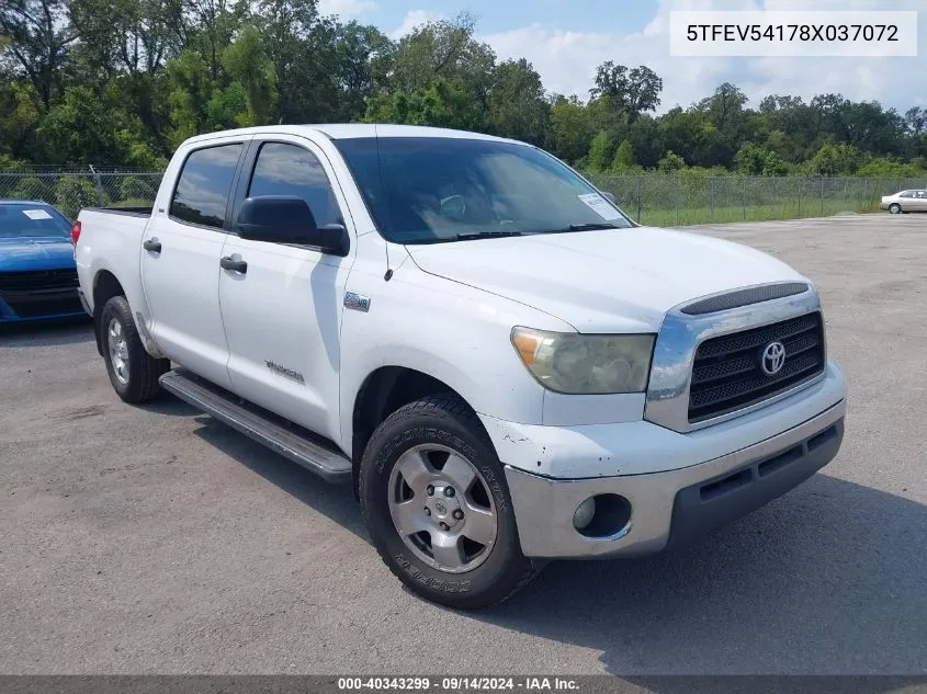 2008 Toyota Tundra Sr5 5.7L V8 VIN: 5TFEV54178X037072 Lot: 40343299