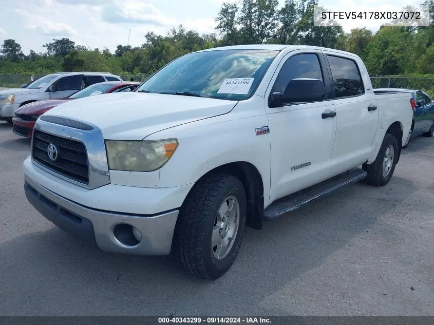 2008 Toyota Tundra Sr5 5.7L V8 VIN: 5TFEV54178X037072 Lot: 40343299