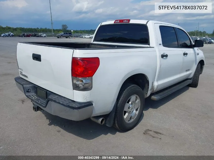 2008 Toyota Tundra Sr5 5.7L V8 VIN: 5TFEV54178X037072 Lot: 40343299