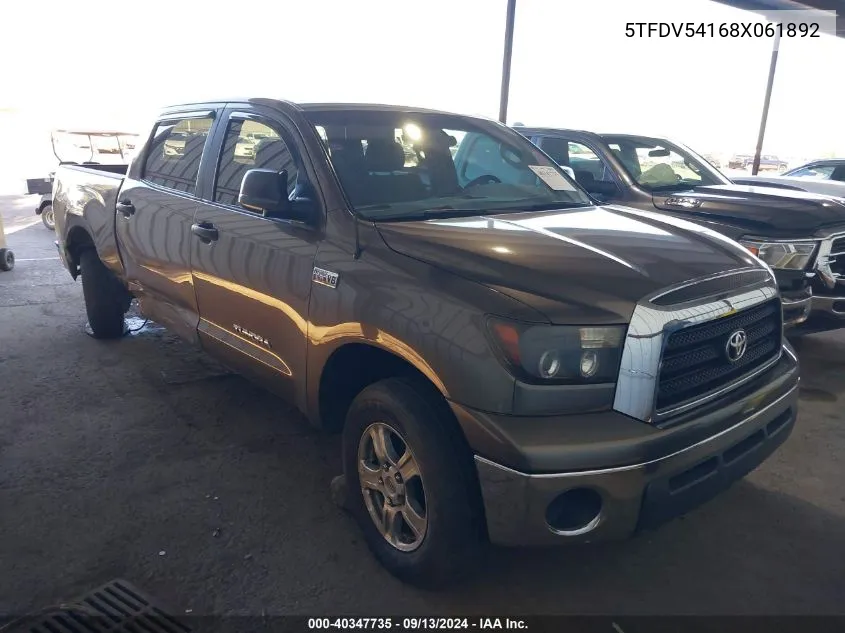 2008 Toyota Tundra Crewmax/Crewmax Sr5 VIN: 5TFDV54168X061892 Lot: 40347735