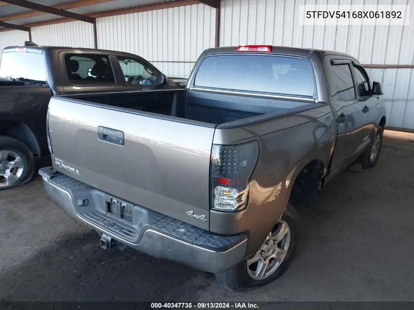 2008 Toyota Tundra Crewmax/Crewmax Sr5 VIN: 5TFDV54168X061892 Lot: 40347735