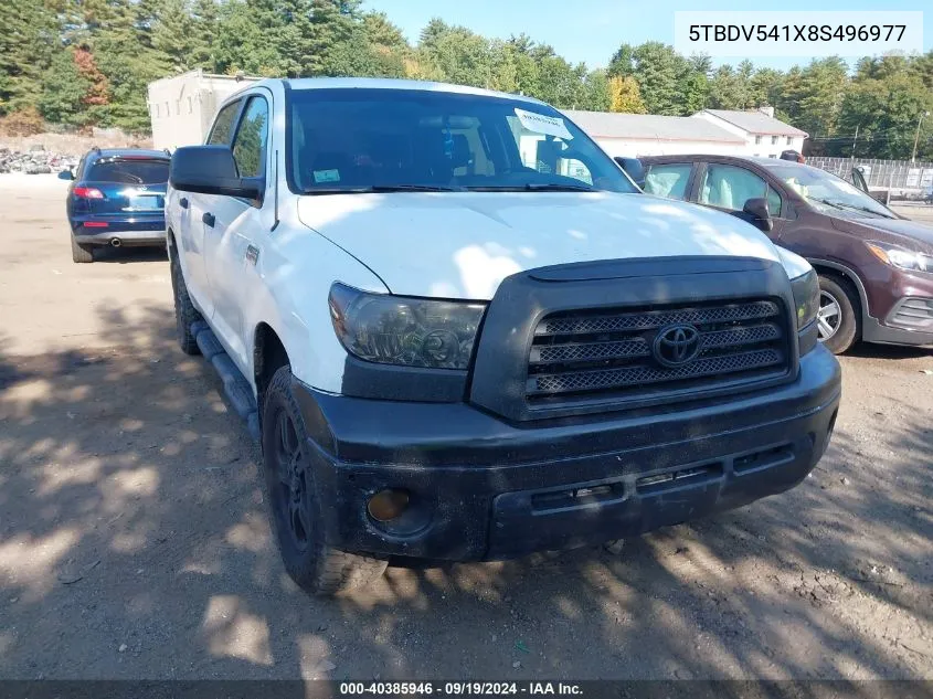 2008 Toyota Tundra Sr5 5.7L V8 VIN: 5TBDV541X8S496977 Lot: 40385946