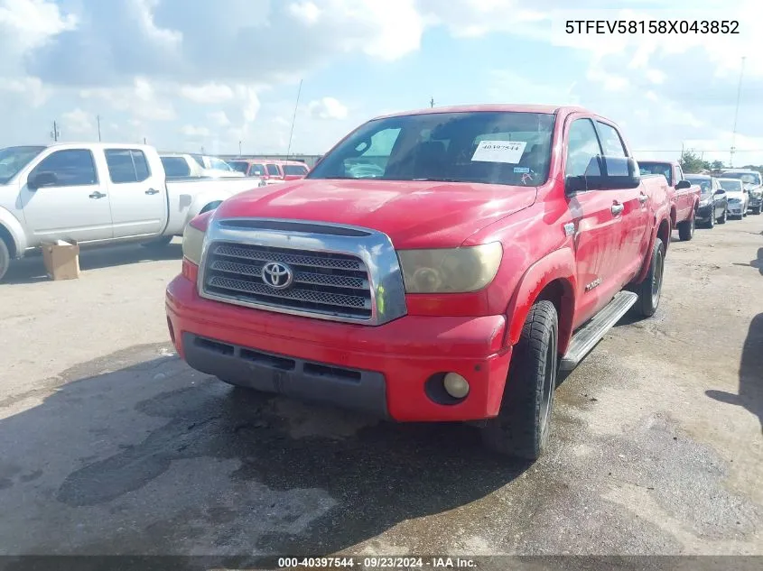 5TFEV58158X043852 2008 Toyota Tundra Limited 5.7L V8