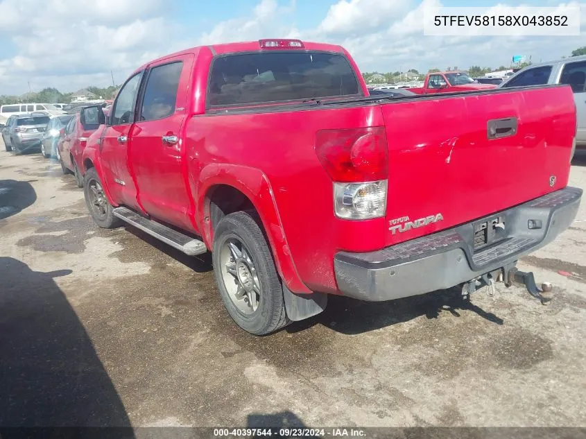 2008 Toyota Tundra Limited 5.7L V8 VIN: 5TFEV58158X043852 Lot: 40397544