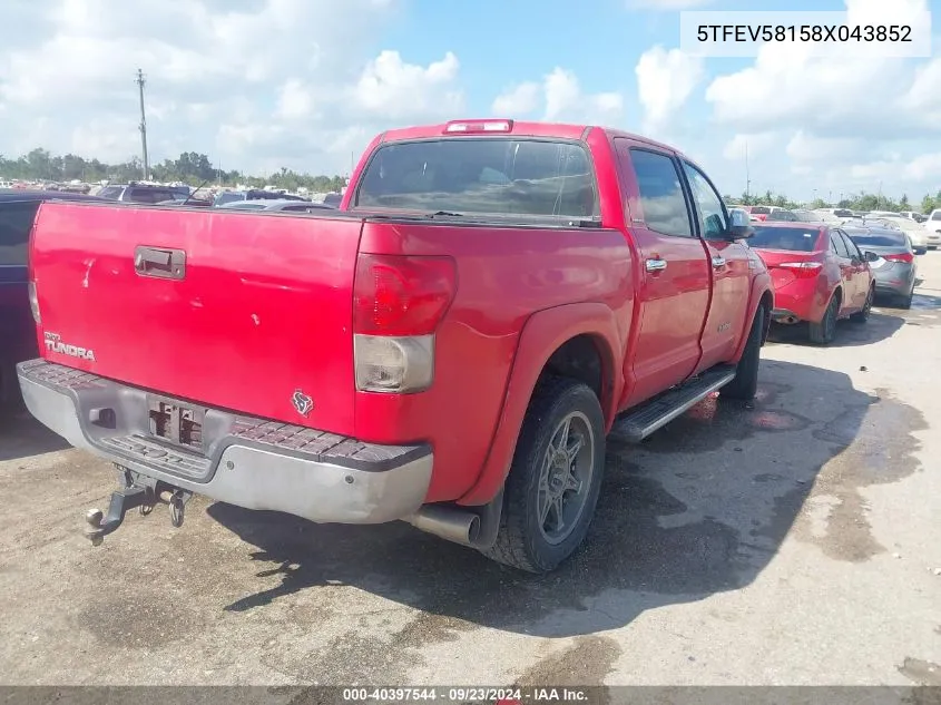 5TFEV58158X043852 2008 Toyota Tundra Limited 5.7L V8