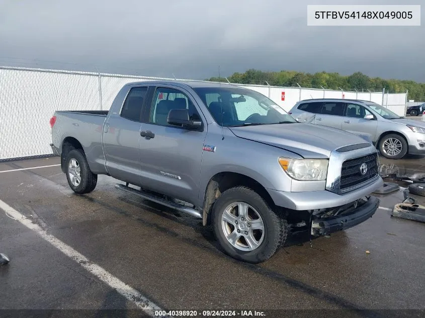 2008 Toyota Tundra Sr5 5.7L V8 VIN: 5TFBV54148X049005 Lot: 40398920