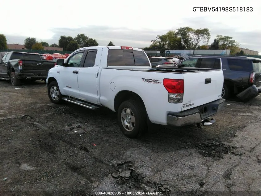 2008 Toyota Tundra Sr5 5.7L V8 VIN: 5TBBV54198S518183 Lot: 40428905