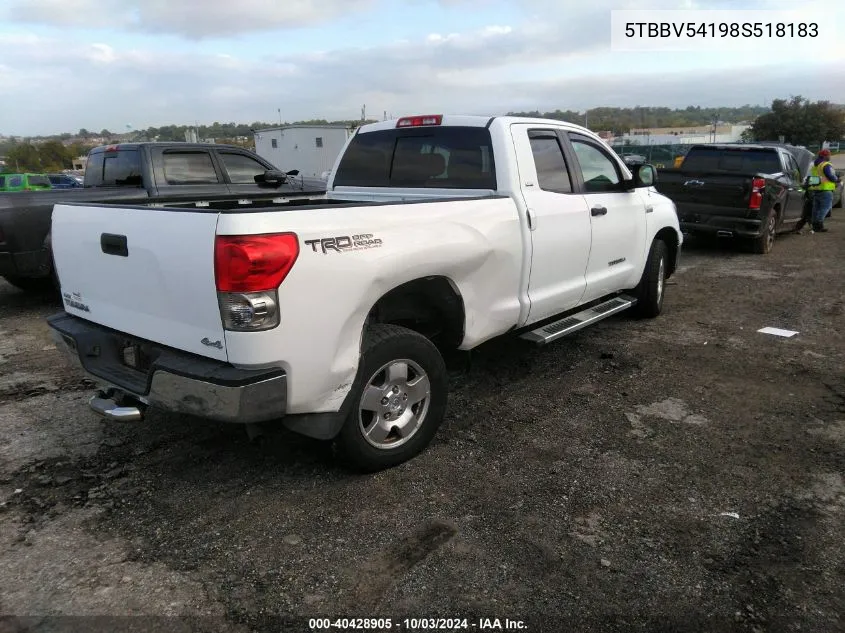 2008 Toyota Tundra Sr5 5.7L V8 VIN: 5TBBV54198S518183 Lot: 40428905