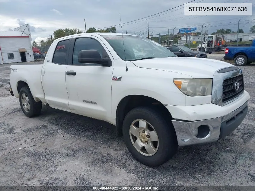 2008 Toyota Tundra Double Cab/Double Cab Sr5 VIN: 5TFBV54168X071636 Lot: 40444922