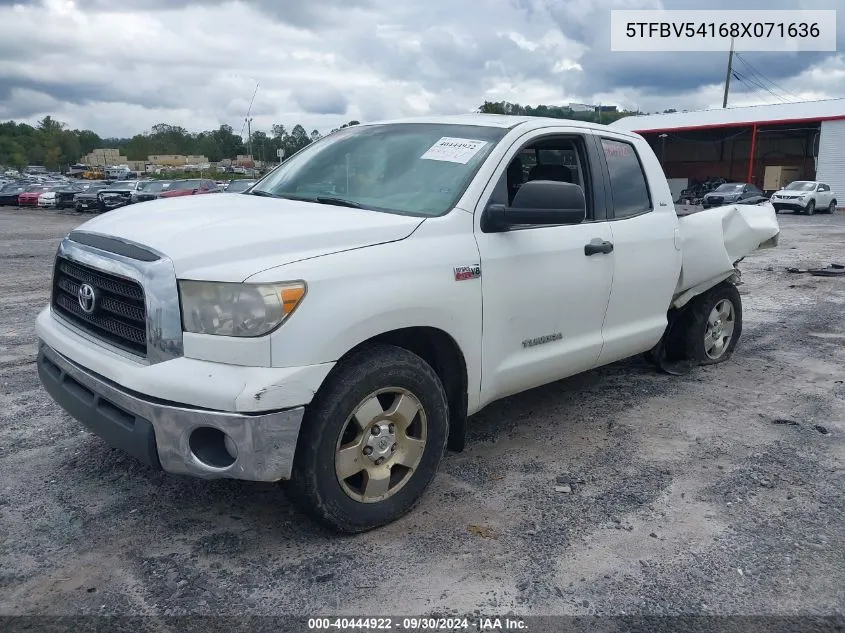 2008 Toyota Tundra Double Cab/Double Cab Sr5 VIN: 5TFBV54168X071636 Lot: 40444922