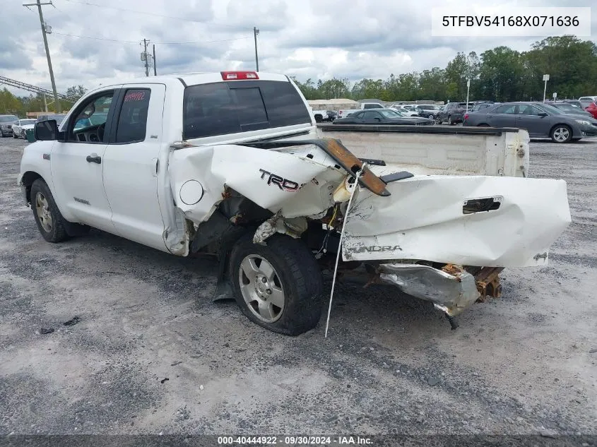 2008 Toyota Tundra Double Cab/Double Cab Sr5 VIN: 5TFBV54168X071636 Lot: 40444922