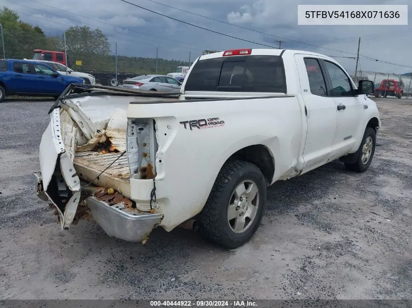 2008 Toyota Tundra Double Cab/Double Cab Sr5 VIN: 5TFBV54168X071636 Lot: 40444922