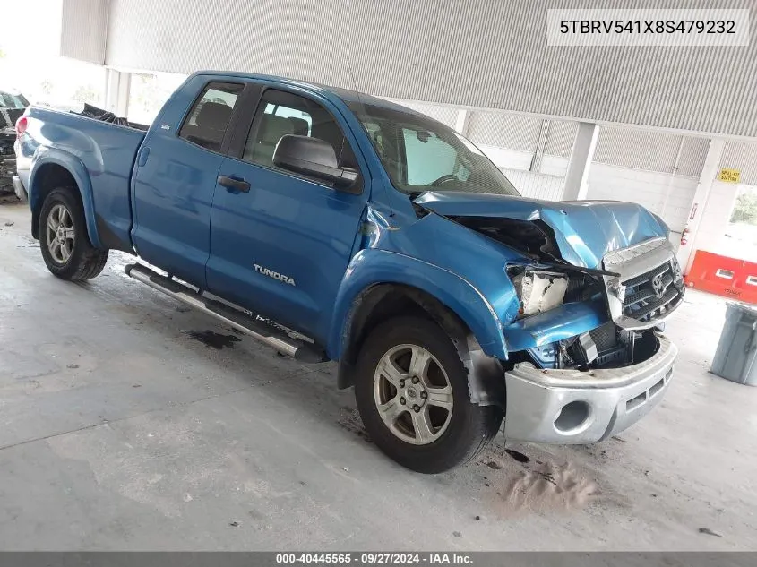 2008 Toyota Tundra Sr5 5.7L V8 VIN: 5TBRV541X8S479232 Lot: 40445565