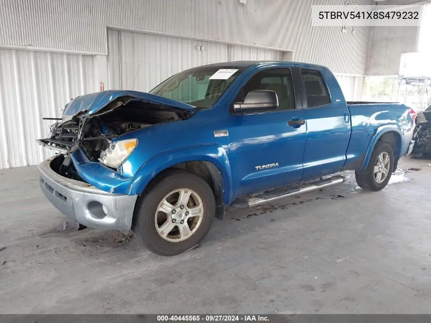 2008 Toyota Tundra Sr5 5.7L V8 VIN: 5TBRV541X8S479232 Lot: 40445565