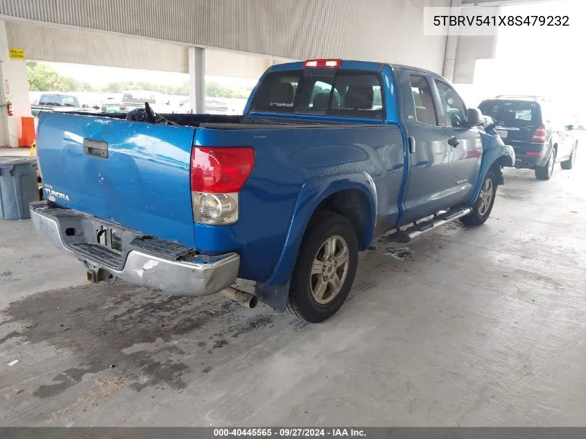 2008 Toyota Tundra Sr5 5.7L V8 VIN: 5TBRV541X8S479232 Lot: 40445565