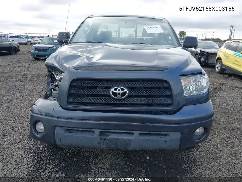 5TFJV52168X003156 2008 Toyota Tundra Base 5.7L V8