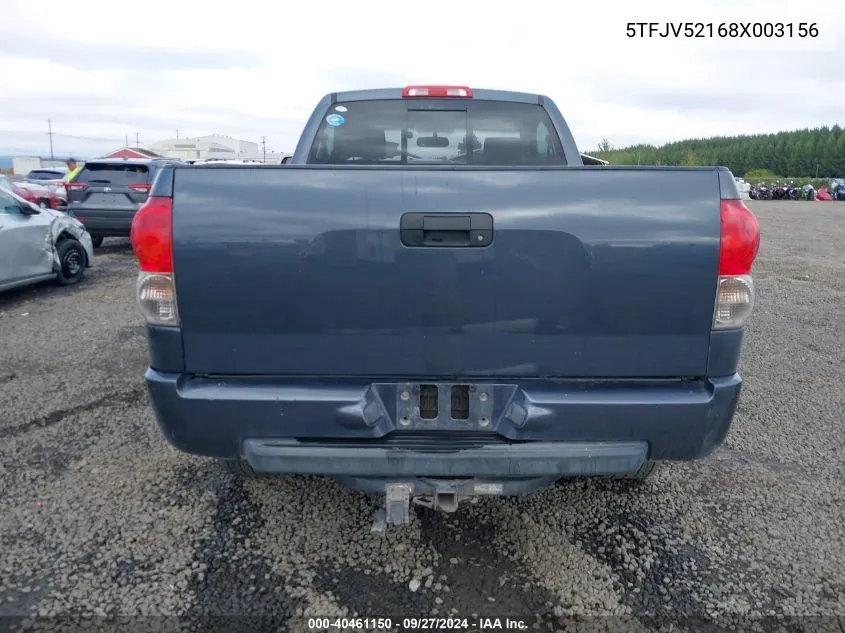 5TFJV52168X003156 2008 Toyota Tundra Base 5.7L V8