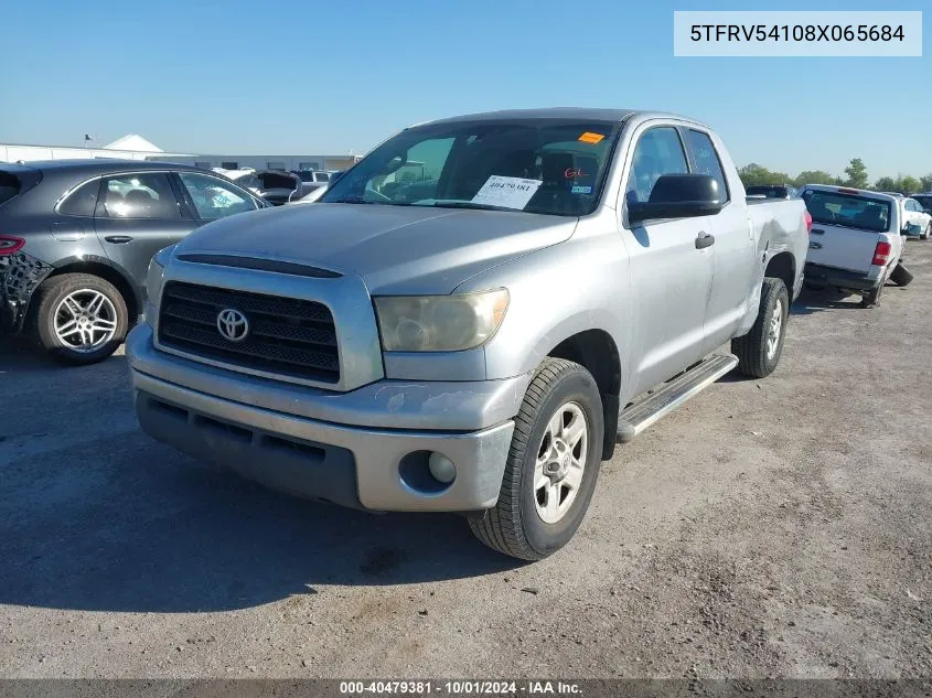 2008 Toyota Tundra Double Cab/Double Cab Sr5 VIN: 5TFRV54108X065684 Lot: 40479381