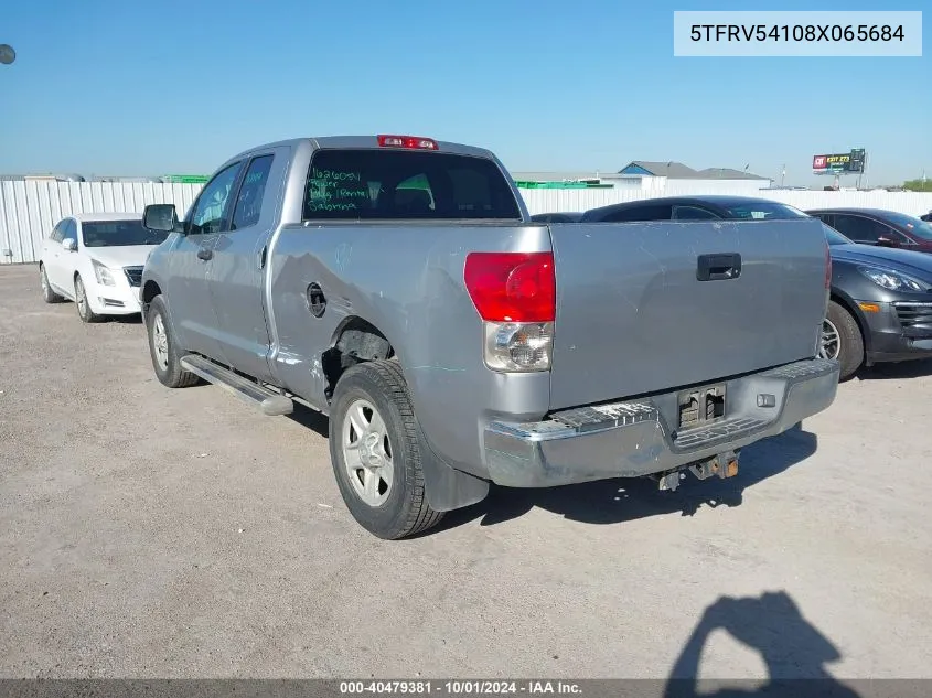 2008 Toyota Tundra Double Cab/Double Cab Sr5 VIN: 5TFRV54108X065684 Lot: 40479381