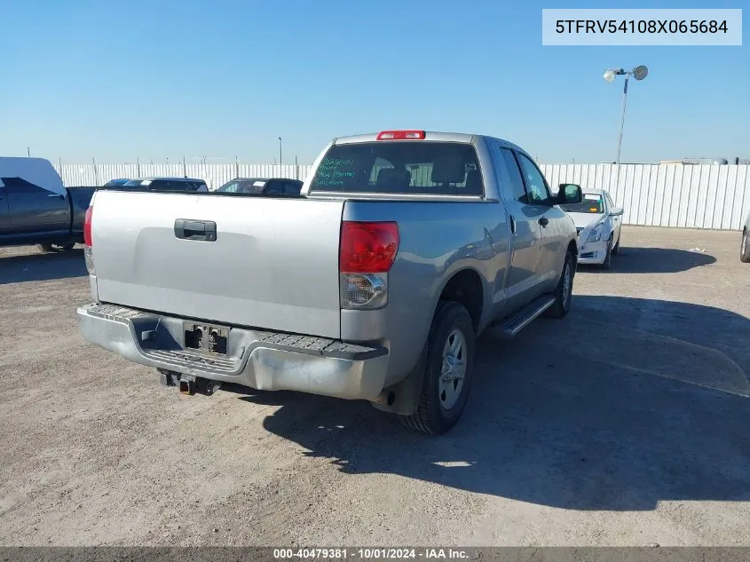 2008 Toyota Tundra Double Cab/Double Cab Sr5 VIN: 5TFRV54108X065684 Lot: 40479381