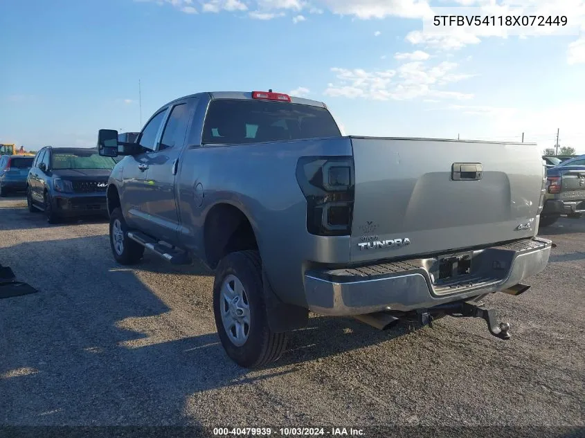 2008 Toyota Tundra Base 5.7L V8 VIN: 5TFBV54118X072449 Lot: 40479939