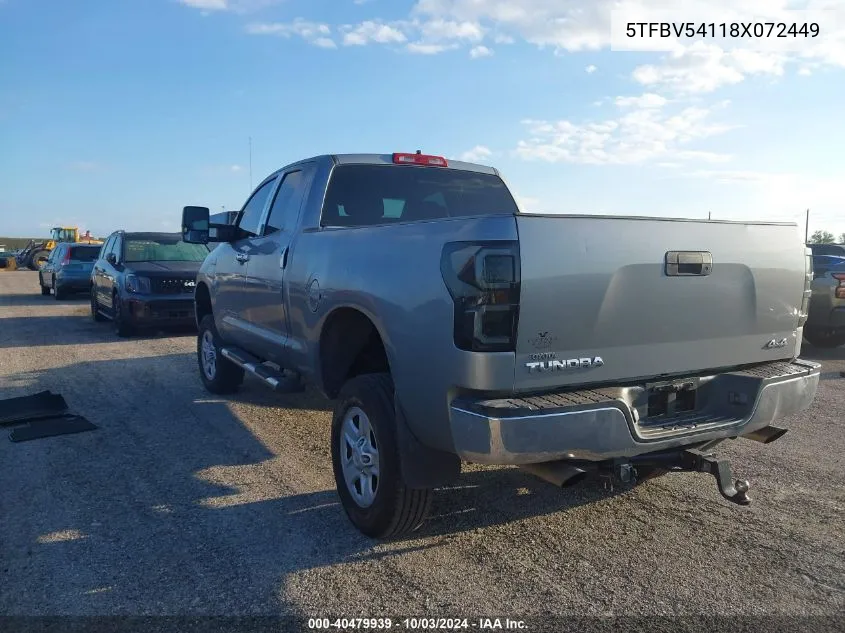 2008 Toyota Tundra Base 5.7L V8 VIN: 5TFBV54118X072449 Lot: 40479939